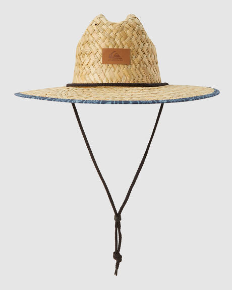 Outsider Straw Lifeguard Hat - Blue Geometric Pattern