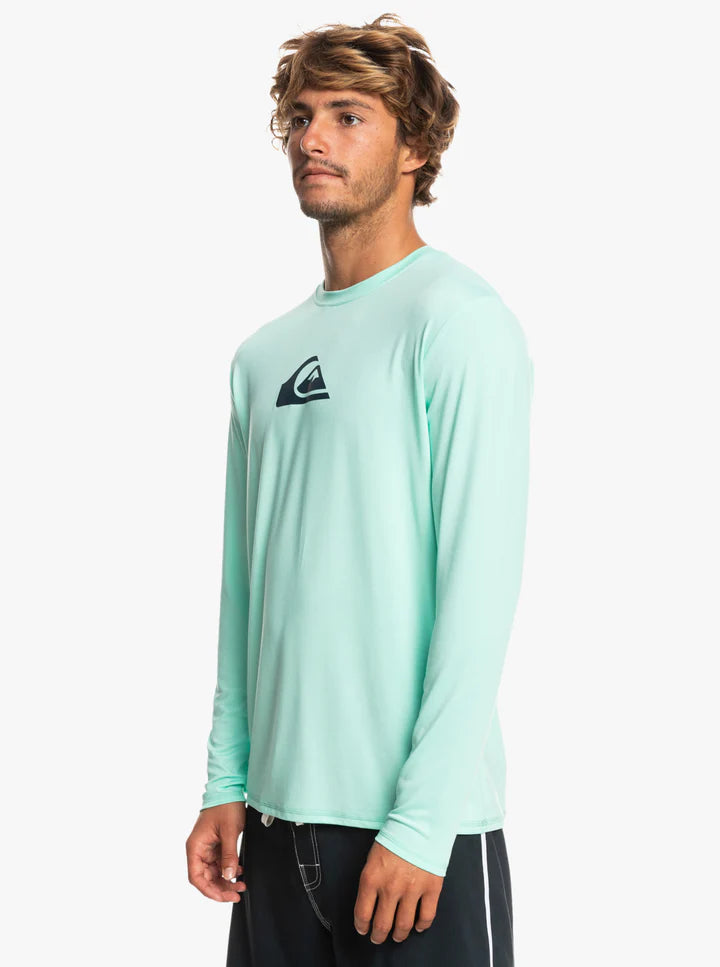 Solid Streak - Long Sleeve UPF 50 Surf T-Shirt for Men - Aqua