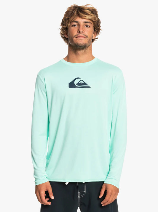 Solid Streak - Long Sleeve UPF 50 Surf T-Shirt for Men - Aqua